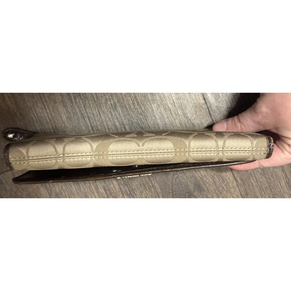 Coach Logo Wallet Beige Brown Flawed - Picture 15 of 16